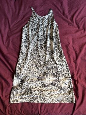 AllSaints Beige and Black Leopard-Print Slip Top
